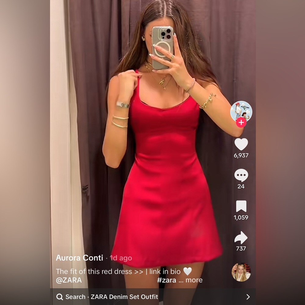Zara Cut out satin effect red mini dress Medium